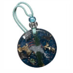 Small turquoise orgonite pendant on cord -- front view