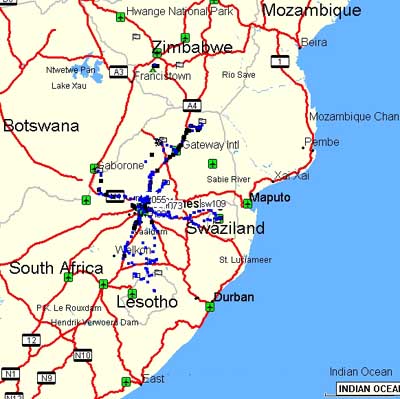 Map of our early orgonite gifting 2002