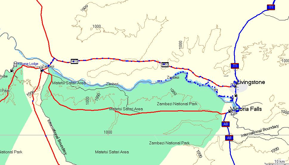 Orgonite gifting map upstream from Vic Falls