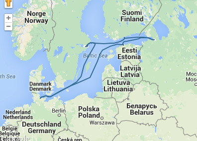 itinerary of our orgonite gifting tour in the Baltic Sea